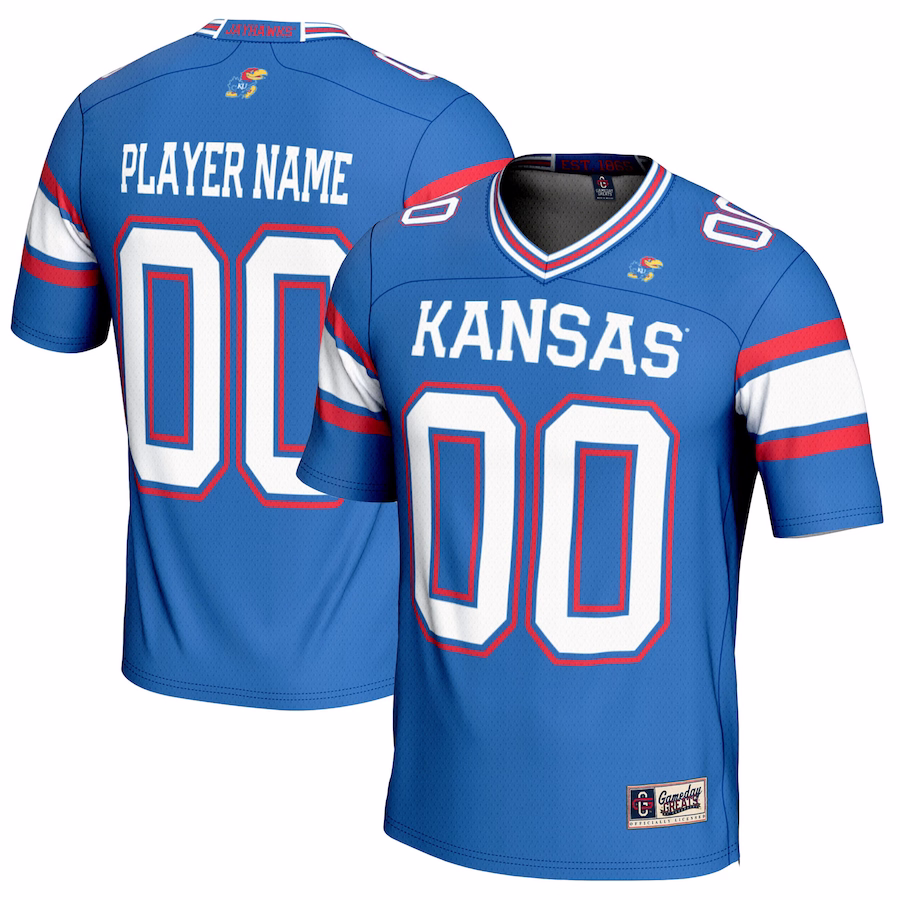 Kansas Jayhawks GameDay Greats Youth NIL Pick-A-Player Football Jersey - Royal - ujerseystore