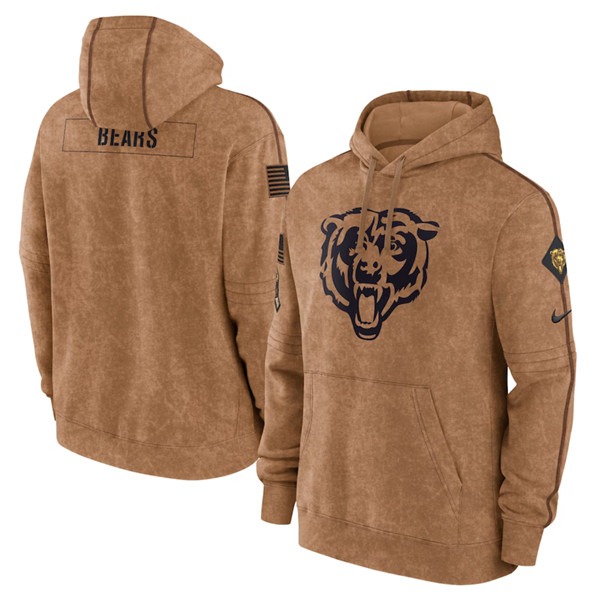 Men's Chicago Bears 2023 Brown Salute to Service Pullover Hoodie - ujerseystore