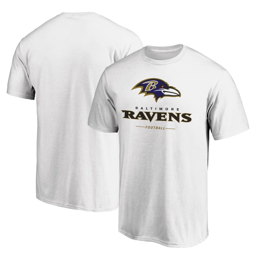 Men's Baltimore Ravens White Logo Team Lockup T-Shirt - ujerseystore