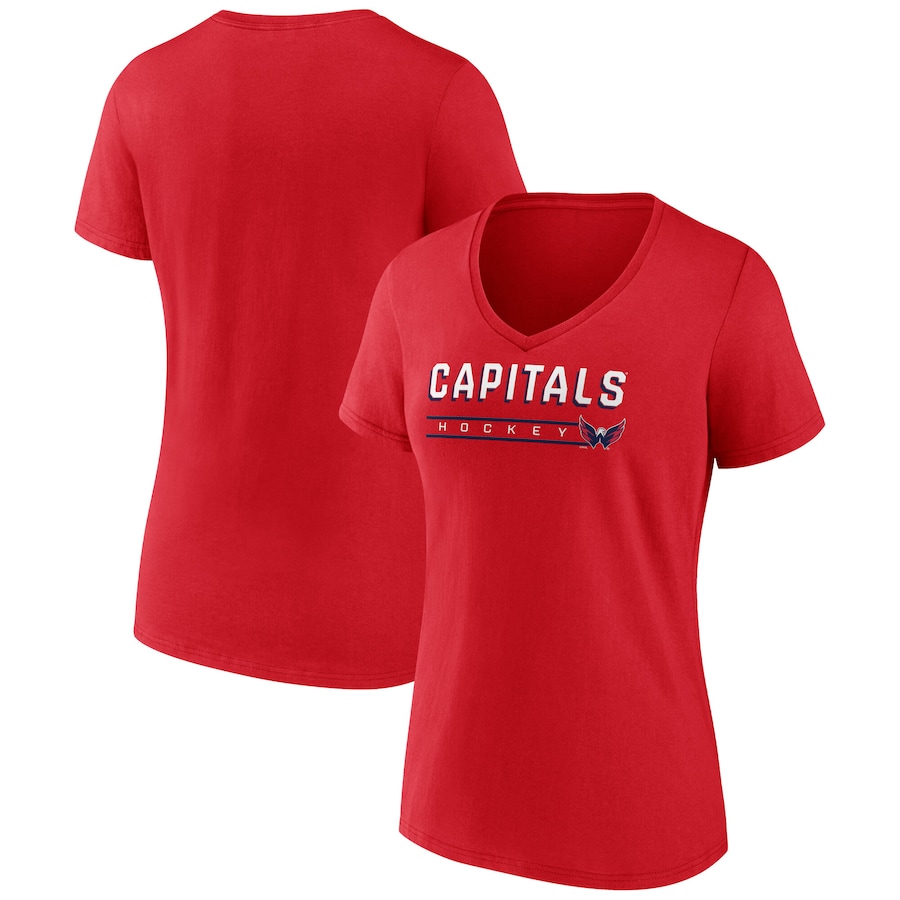 Women's Washington Capitals Fanatics Red V-Neck T-Shirt - ujerseystore