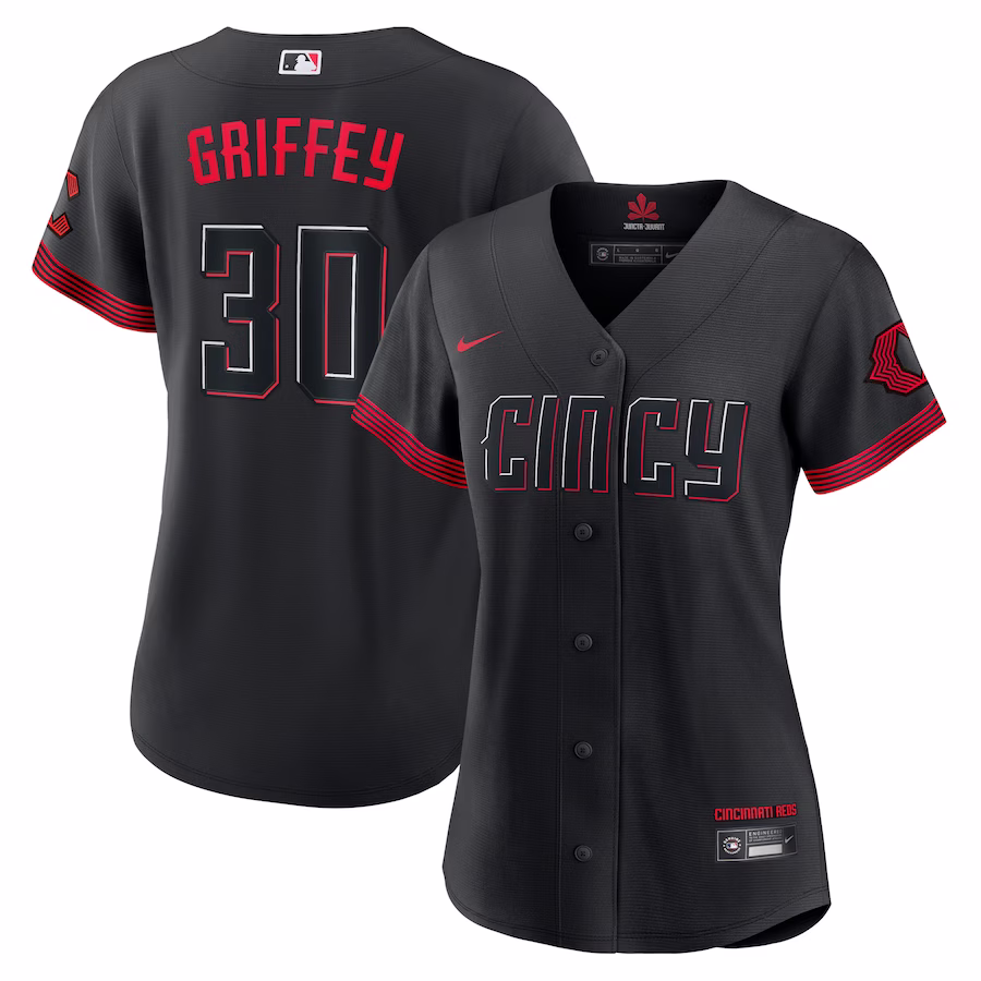 Women's Cincinnati Reds Ken Griffey Jr. Nike Black City Connect Replica Player Jersey - ujerseystore