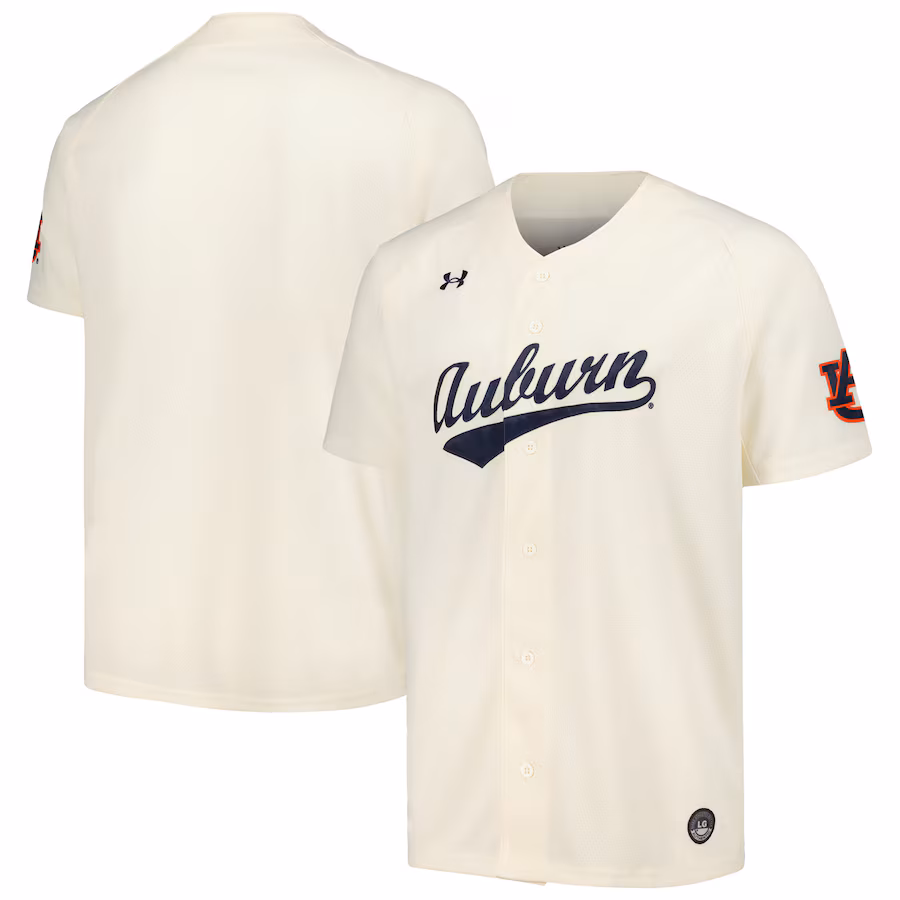 Men's Under Armour Cream Auburn Tigers Replica Baseball Jersey - ujerseystore