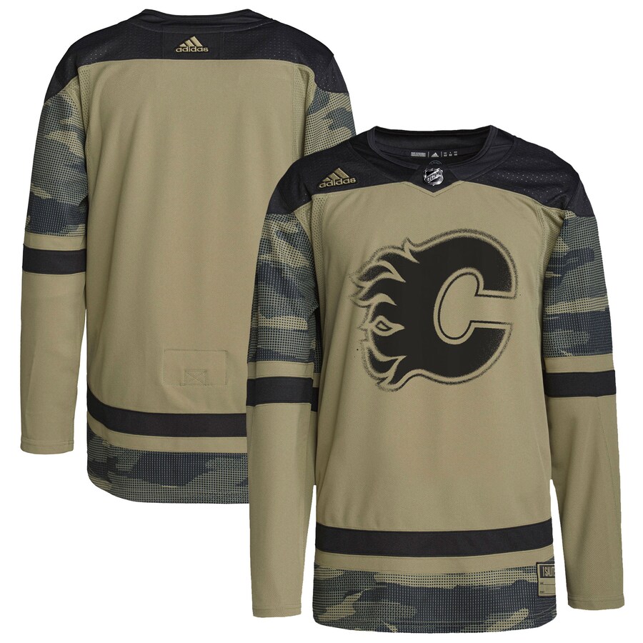 Calgary Flames adidas Camo Logo Military Appreciation Team Authentic Practice Jersey - ujerseystore