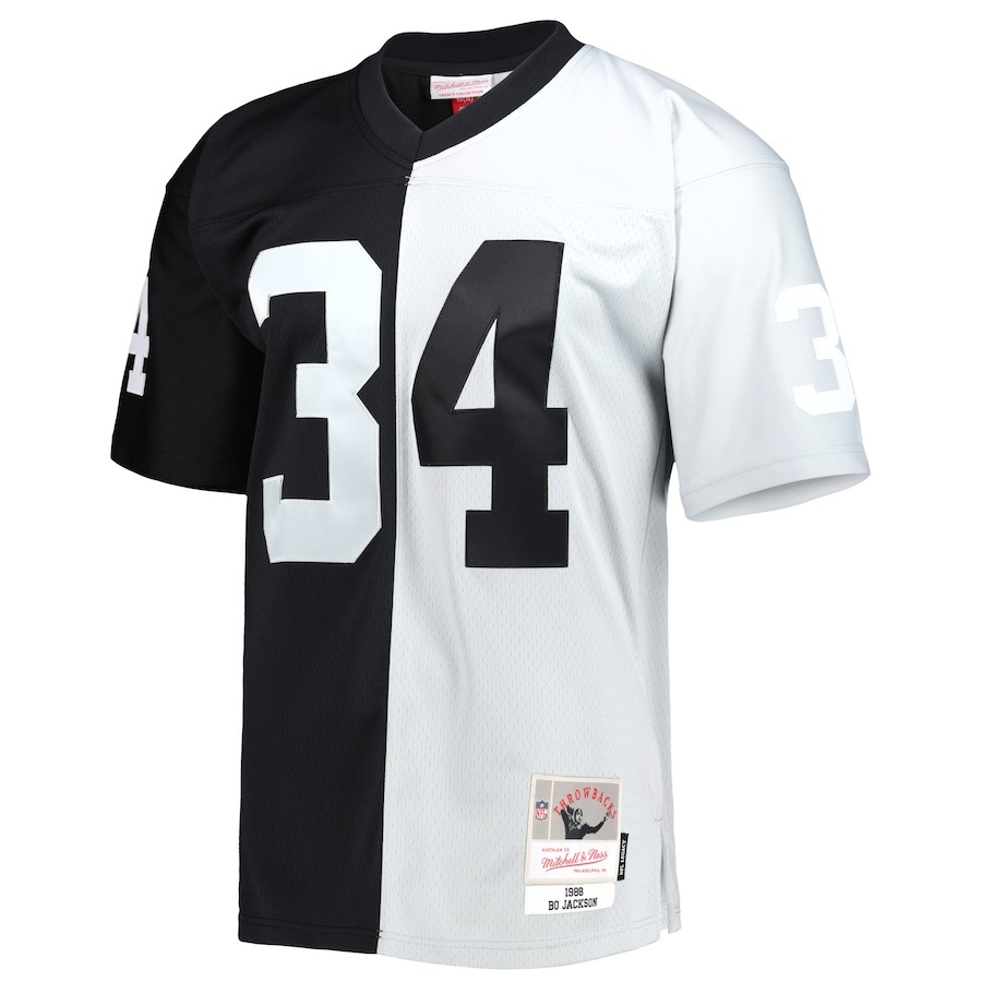 Men's Las Vegas Raiders Bo Jackson Mitchell & Ness Black/Silver 1988 Split Legacy Replica Jersey - ujerseystore