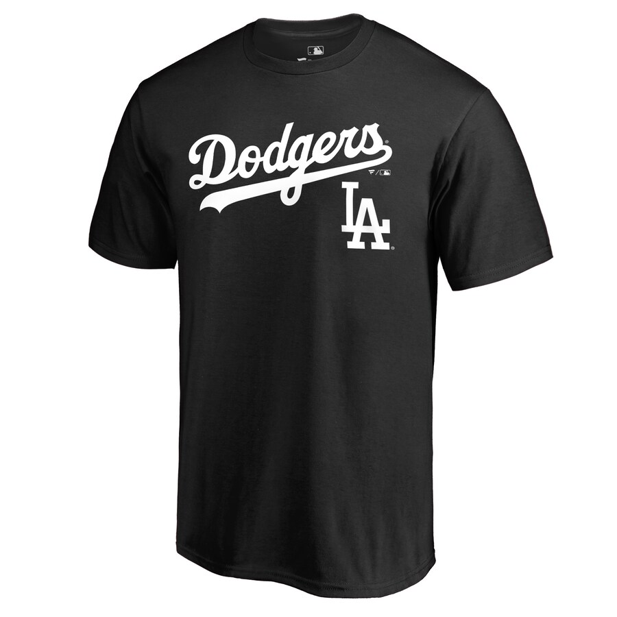 Men's Los Angeles Dodgers Black Team Lockup T-Shirt - ujerseystore