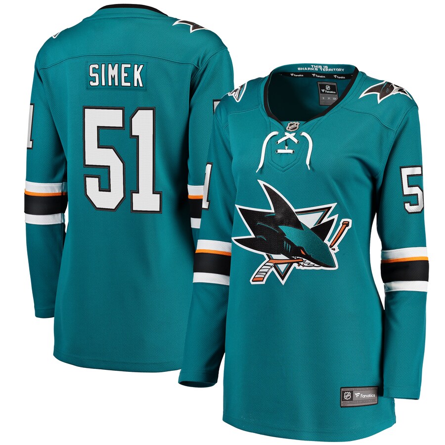 Women's San Jose Sharks Radim Simek Fanatics Branded Teal Home Breakaway Player Jersey - ujerseystore
