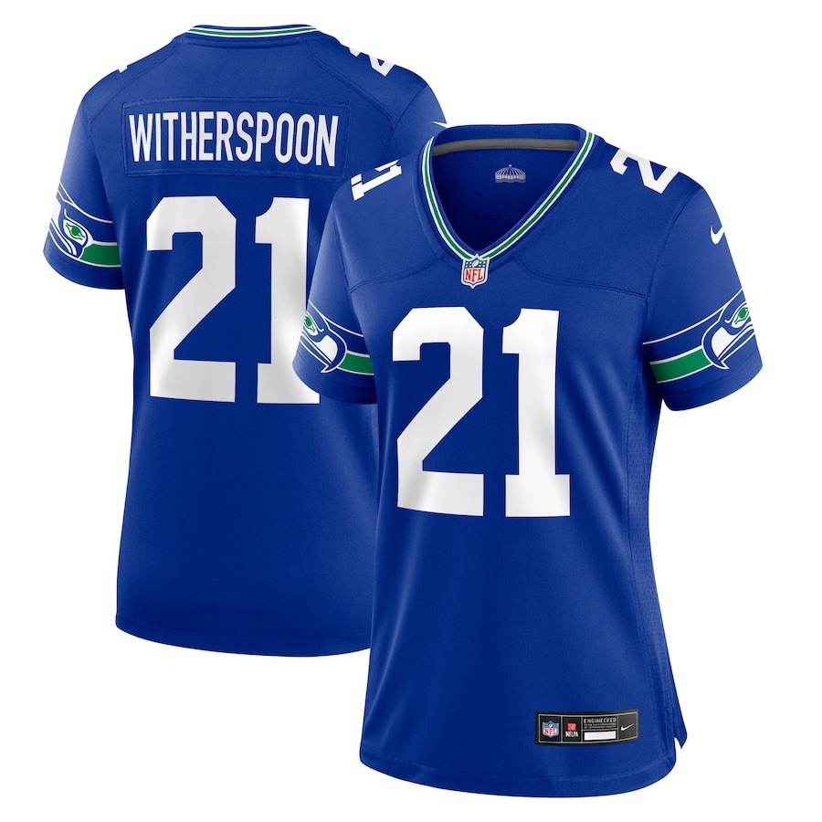 Women's Seattle Seahawks Devon Witherspoon Nike Royal Throwback Player Game Jersey - ujerseystore