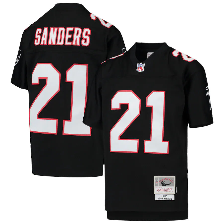 Youth Atlanta Falcons Deion Sanders Mitchell & Ness Black 1992 Legacy Retired Player Jersey - ujerseystore