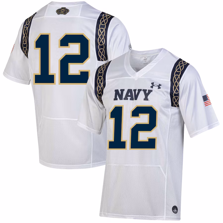 Men's Under Armour  White Navy Midshipmen 2023 Aer Lingus College Football Classic Replica Jersey - ujerseystore