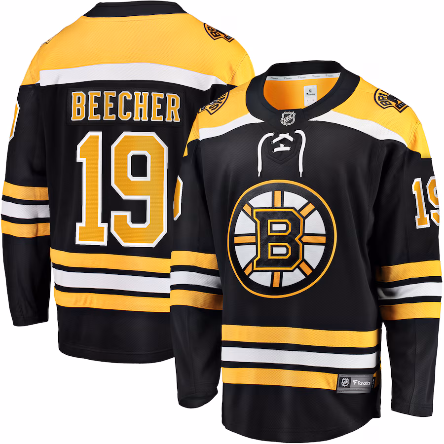 Men's Boston Bruins John Beecher Fanatics Black Home Premier Breakaway Player Jersey - ujerseystore