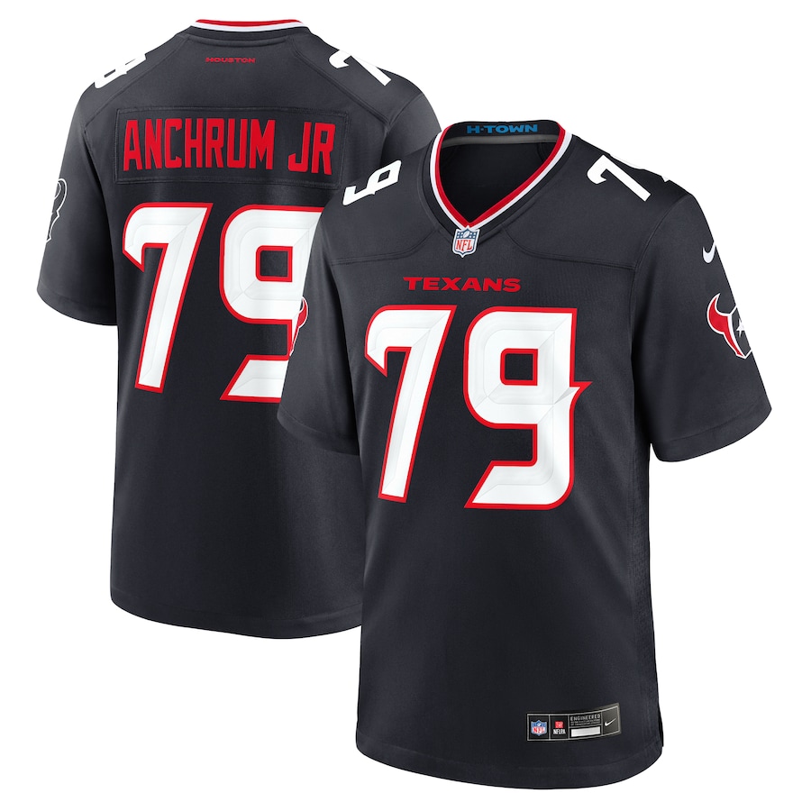 Men's Houston Texans Tremayne Anchrum Jr. Nike Navy Team Game Jersey - ujerseystore
