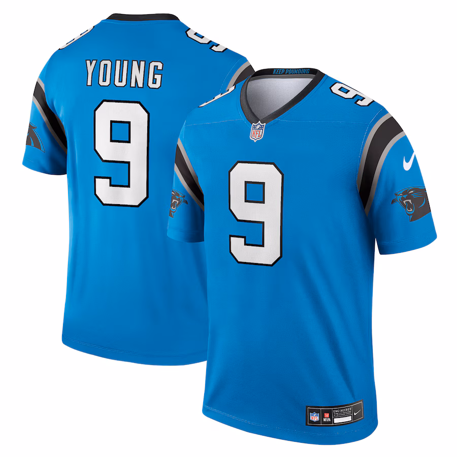 Men's Carolina Panthers Bryce Young Nike Blue Alternate Legend Player Performance Top - ujerseystore