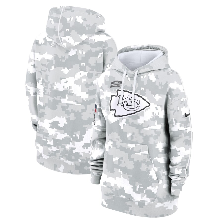 Women's Kansas City Chiefs Nike Arctic Camo 2024 Salute To Service Club Fleece Pullover Hoodie - ujerseystore