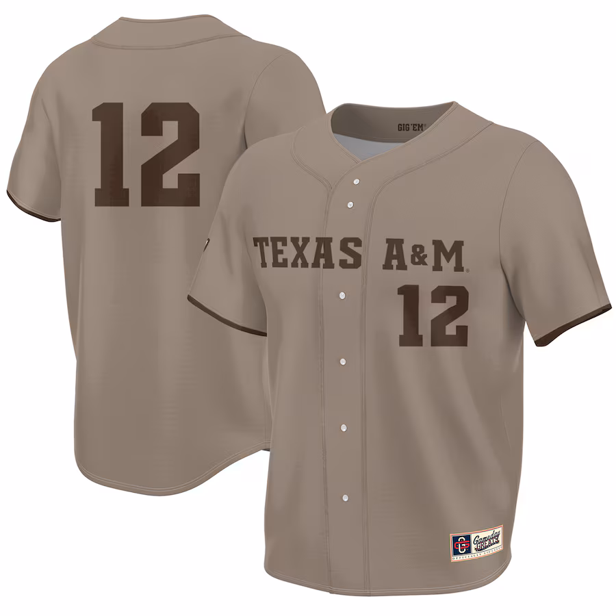 Youth GameDay Greats Khaki Texas A&M Aggies Corps of Cadet Lightweight Baseball Jersey - ujerseystore
