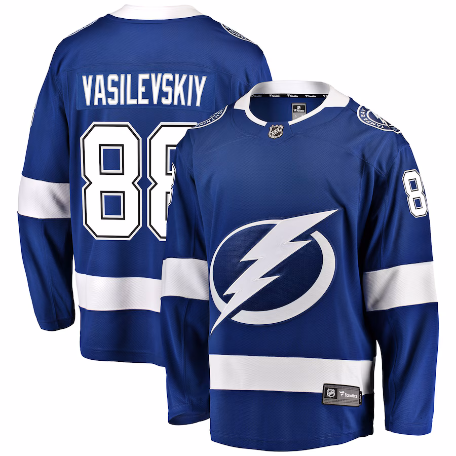 Men's Tampa Bay Lightning Andrei Vasilevskiy Fanatics Blue Home Premier Breakaway Player Jersey - ujerseystore