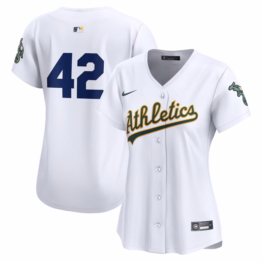 Women's Oakland Athletics  Nike White 2024 Jackie Robinson Day Home Limited Jersey - ujerseystore