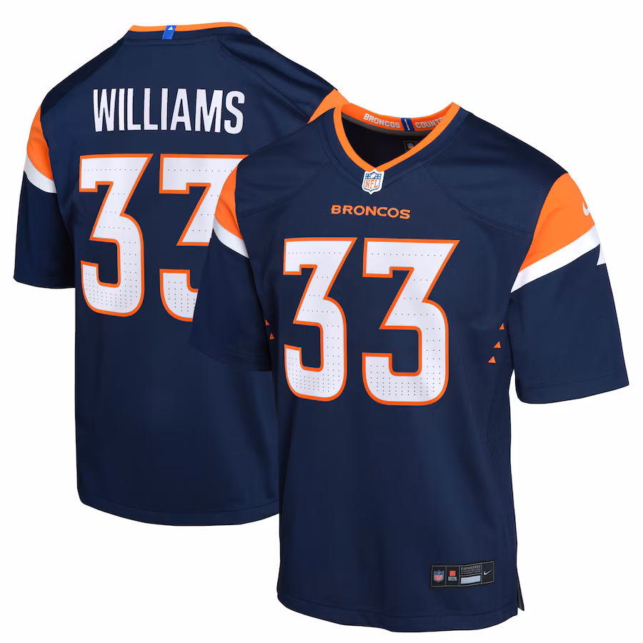 Youth Denver Broncos Javonte Williams Nike Navy Mile High Collection Game Jersey - ujerseystore