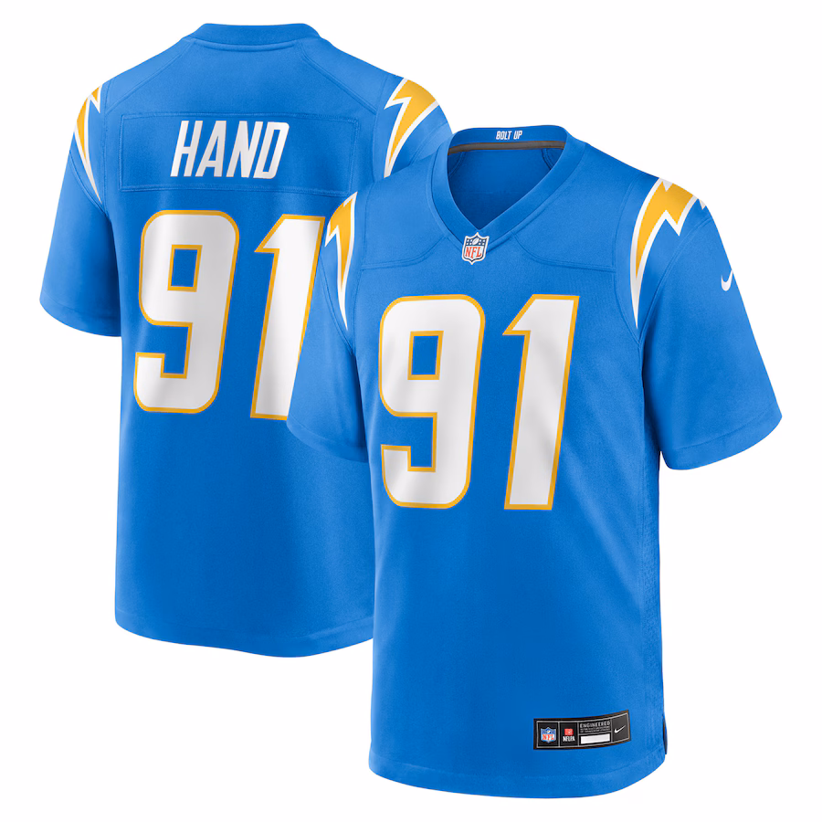 Men's Los Angeles Chargers Da'Shawn Hand Nike Powder Blue Team Game Jersey - ujerseystore