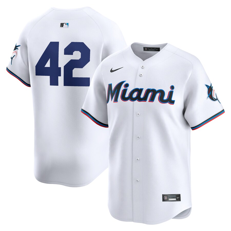 Men's Miami Marlins  Nike White 2024 Jackie Robinson Day Home Limited Jersey - ujerseystore