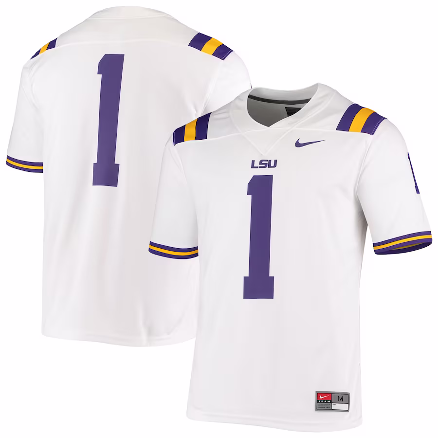 #1 LSU Tigers Nike Game Jersey - White - ujerseystore