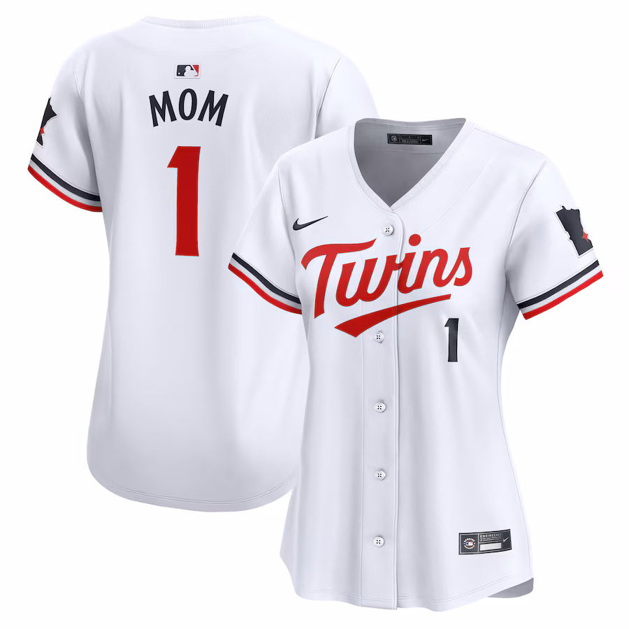Women's Minnesota Twins Nike White #1 Mom Home Limited Jersey - ujerseystore