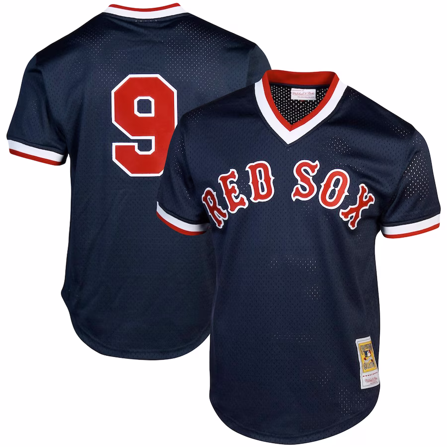 Men's Boston Red Sox Ted Williams Mitchell & Ness Navy Cooperstown Collection Big & Tall Mesh Batting Practice Jersey - ujerseystore