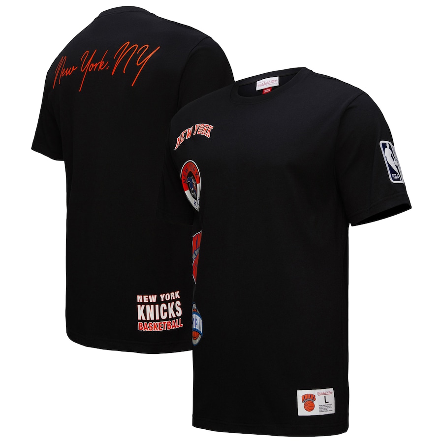 Men's New York Knicks Black Black Out Collection Vintage Premium T-Shirt - ujerseystore