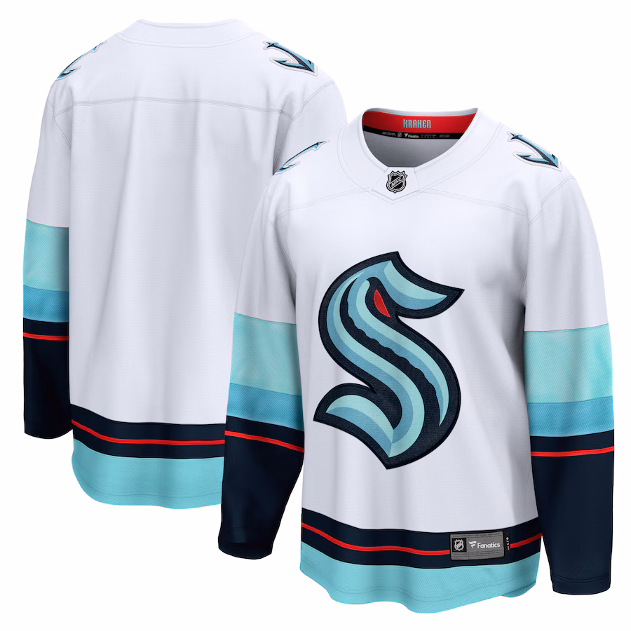 Men's Seattle Kraken Fanatics White Away Breakaway Jersey - ujerseystore