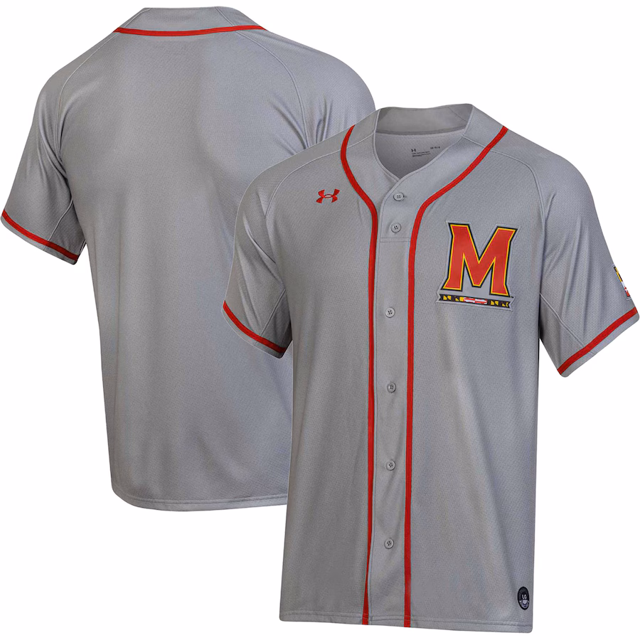 Men's Under Armour Gray Maryland Terrapins Replica Baseball Jersey - ujerseystore
