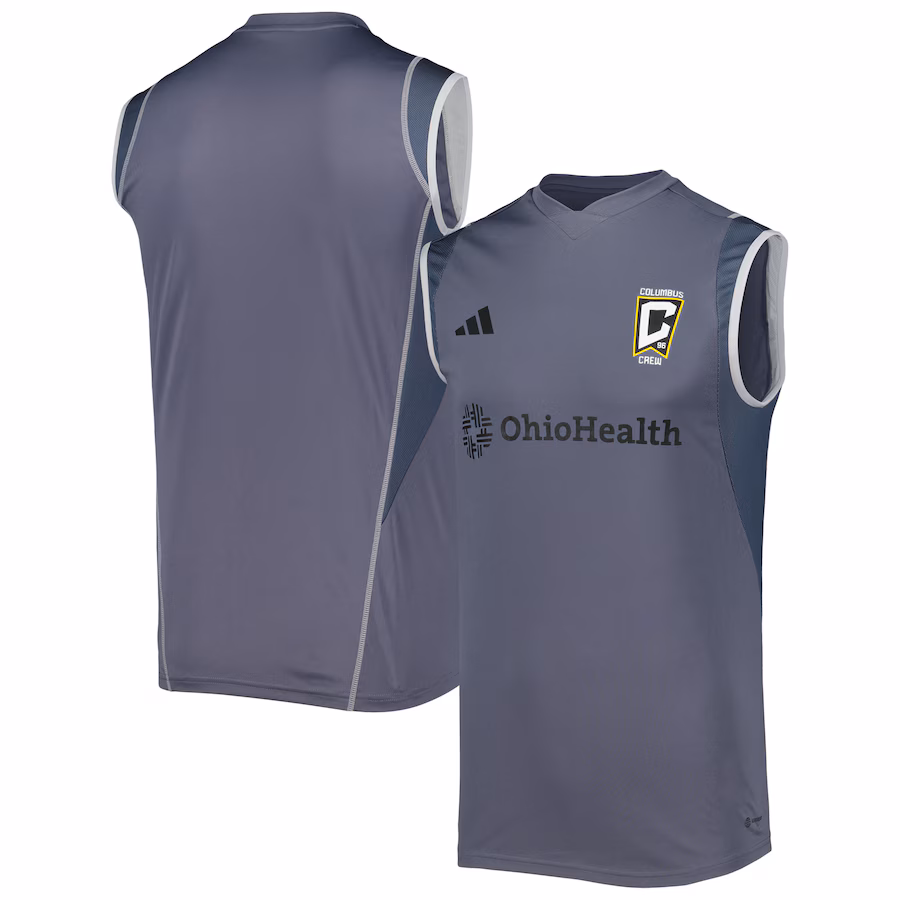 Men's Columbus Crew adidas Gray 2023 On-Field Sleeveless Training Jersey - ujerseystore
