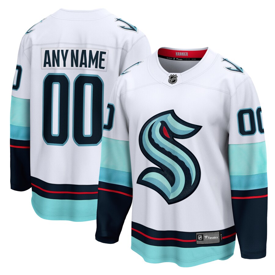 Men's Seattle Kraken Fanatics Branded White Away Breakaway Custom Jersey - ujerseystore