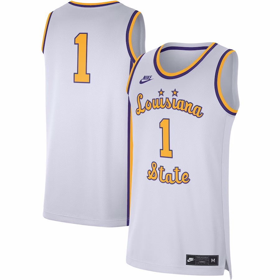 #1 LSU Tigers Nike Replica Basketball Jersey - White - ujerseystore