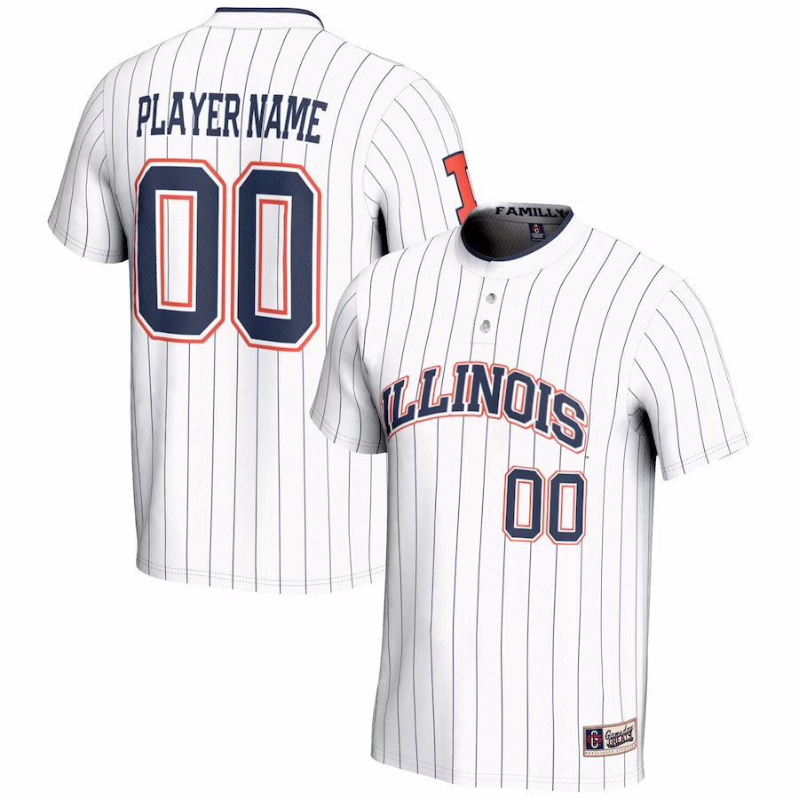 Illinois Fighting Illini GameDay Greats Youth NIL Pick-A-Player Lightweight Softball Jersey - White - ujerseystore