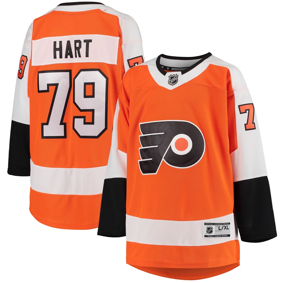Youth Philadelphia Flyers Carter Hart Orange Home Premier Player Jersey - ujerseystore