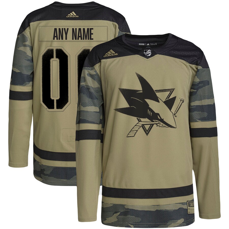 Men's San Jose Sharks adidas Camo Military Appreciation Team Authentic Custom Practice Jersey - ujerseystore