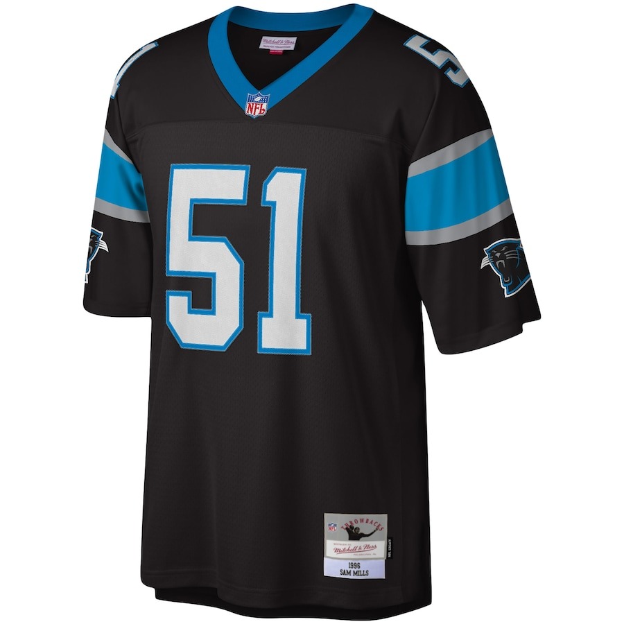 Men's Carolina Panthers Sam Mills Mitchell & Ness Black Legacy Replica Jersey - ujerseystore