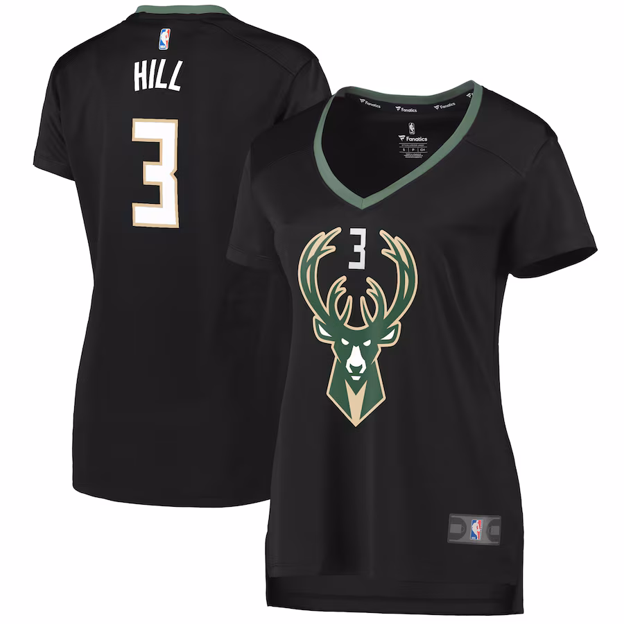 Women's Milwaukee Bucks George Hill Fanatics Black Fast Break Replica Player Jersey - Statement Edition - ujerseystore