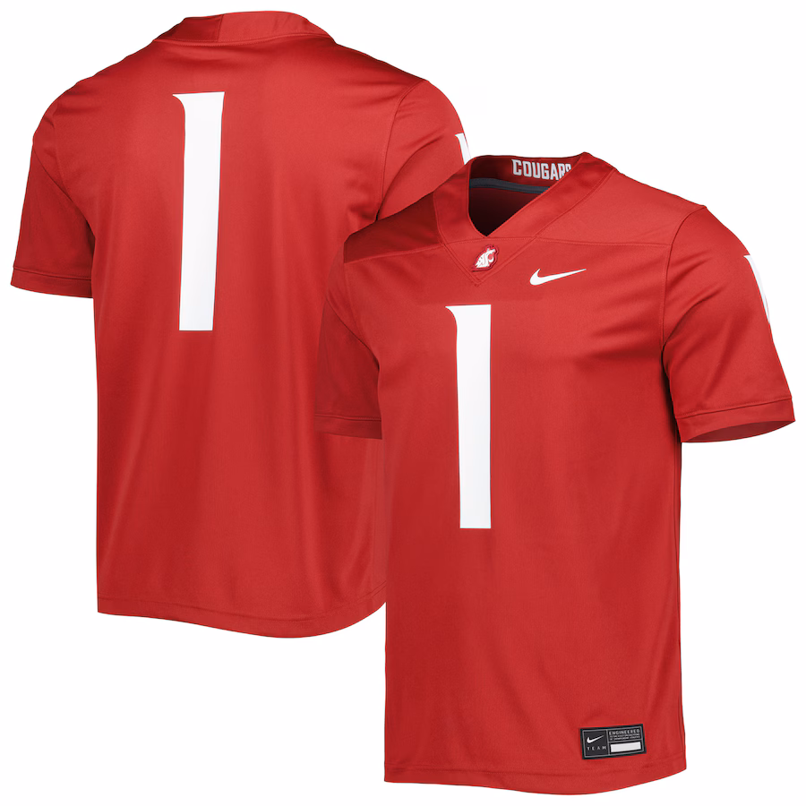 Men's Nike #1 Crimson Washington State Cougars Untouchable Football Jersey - ujerseystore