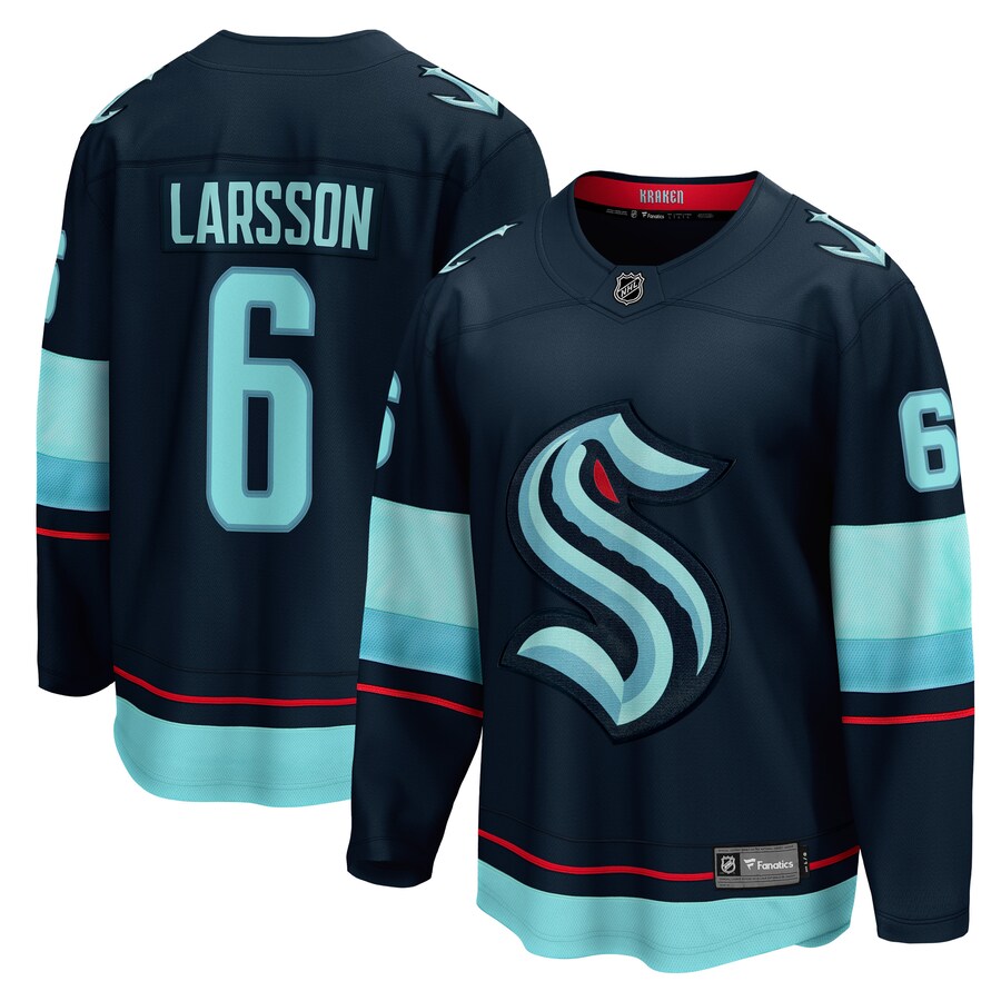 Men's Seattle Kraken Adam Larsson Fanatics Branded Deep Sea Blue Home Breakaway Player Jersey - ujerseystore