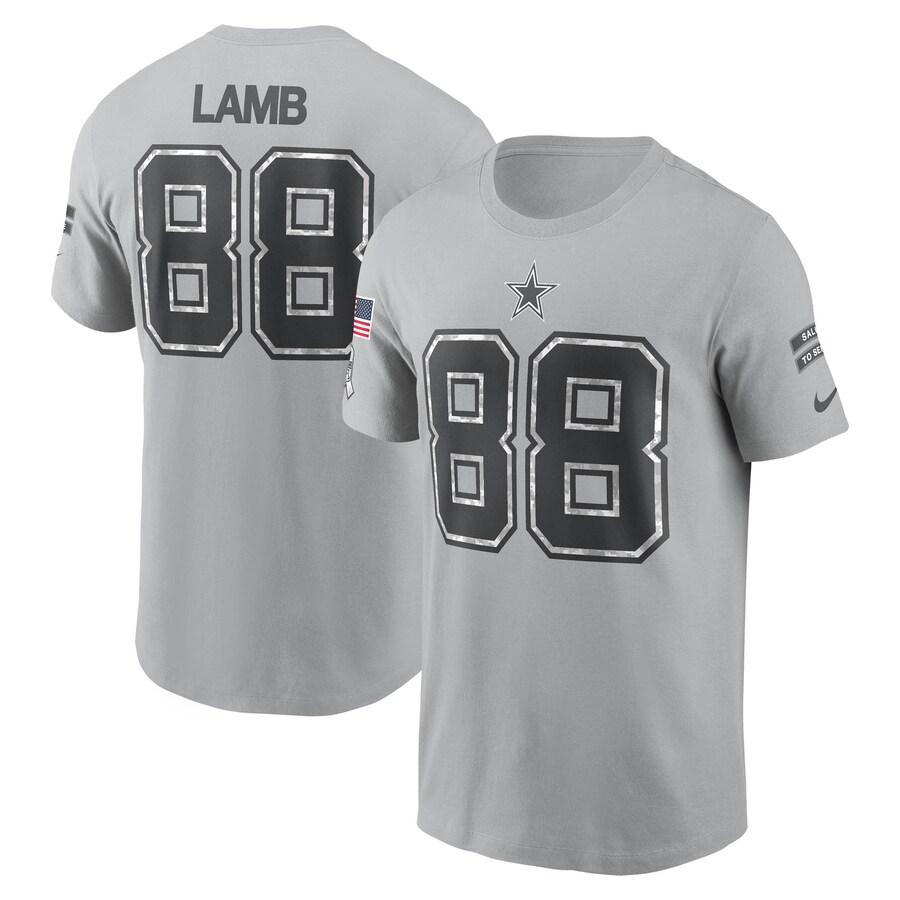 Men's Dallas Cowboys CeeDee Lamb Nike Gray 2024 Salute To Service Name & Number T-Shirt - ujerseystore