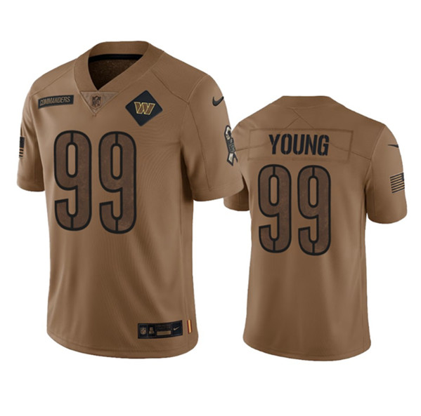 Men's Washington Commanders #99 Chase Young 2023 Brown Salute To Service Limited Football Stitched Jersey - ujerseystore