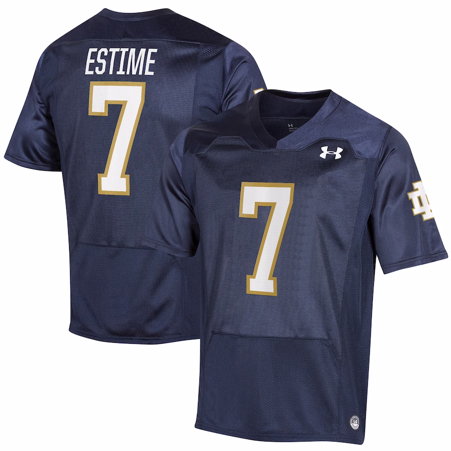 Audric Estime Notre Dame Fighting Irish Under Armour Replica Jersey - Navy - ujerseystore