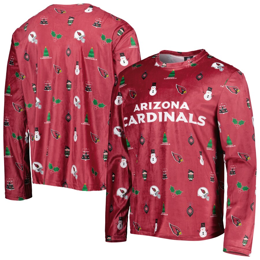 Men's Arizona Cardinals FOCO Cardinal Holiday Repeat Long Sleeve T-Shirt - ujerseystore