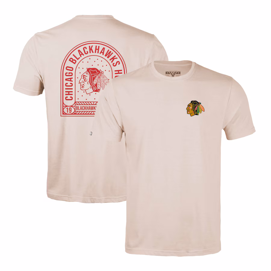 Men's Chicago Blackhawks Levelwear Khaki Richmond Stained Glass T-Shirt - ujerseystore