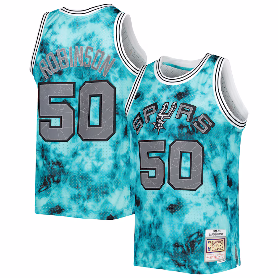 Men's San Antonio Spurs David Robinson Mitchell & Ness Teal 1998/99 Galaxy Swingman Jersey - ujerseystore