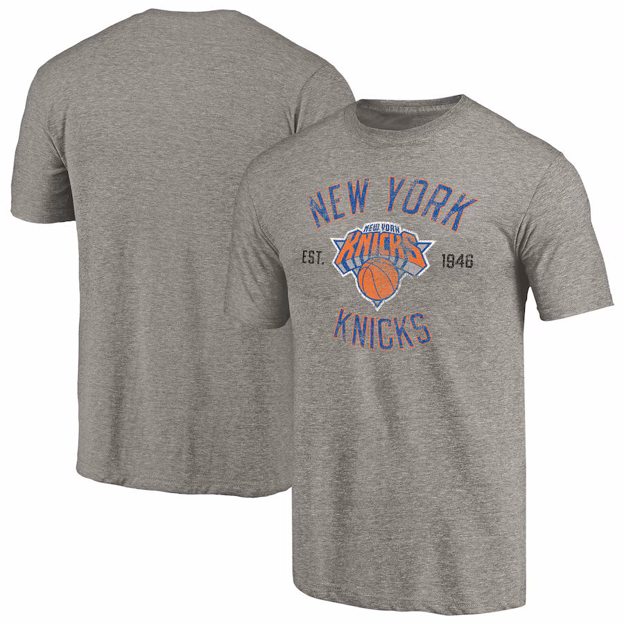 Men's New York Knicks Gray Team Heritage Tri-Blend T-Shirt - ujerseystore