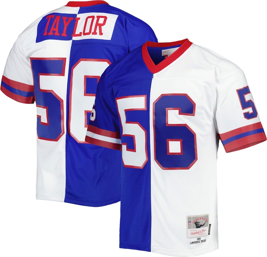 Men's New York Giants Lawrence Taylor Mitchell & Ness Royal/White 1986 Split Legacy Replica Jersey - ujerseystore
