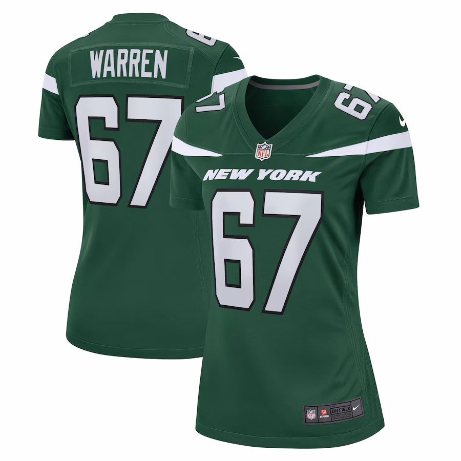 Women's New York Jets Carter Warren Nike Gotham Green  Game Jersey - ujerseystore
