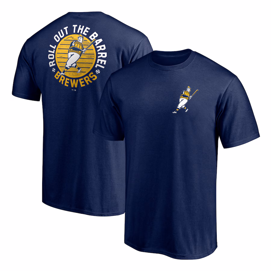 Men's Milwaukee Brewers Navy Roll Out the Barrel T-Shirt - ujerseystore
