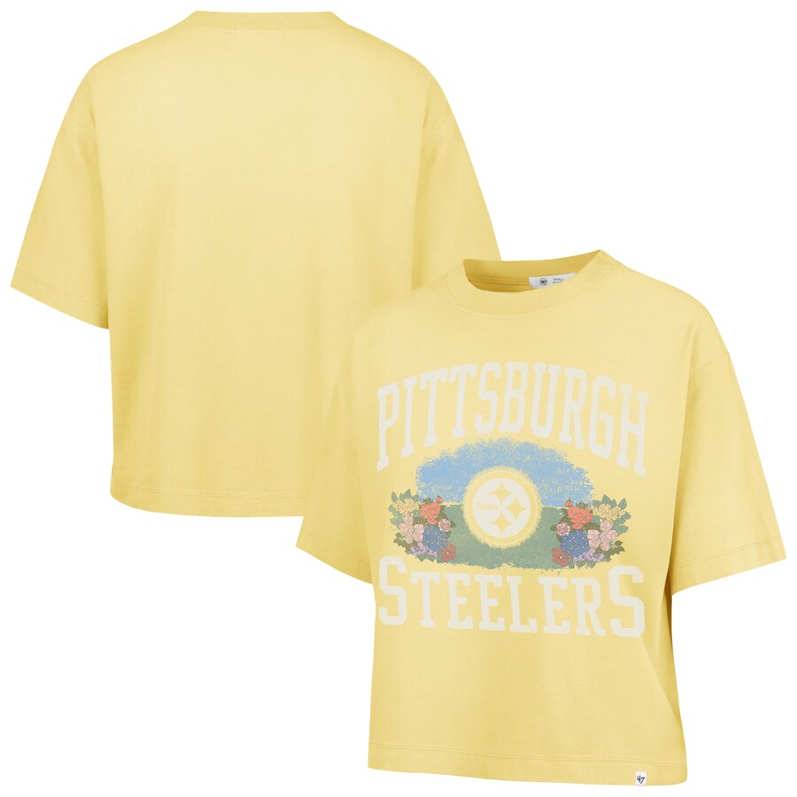 Women's Pittsburgh Steelers  '47 Yellow Florentina Montauk Cropped T-Shirt - ujerseystore